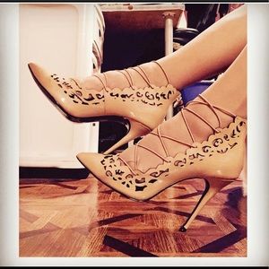 Nude Patent Leather Cut Out Stiletto Heels